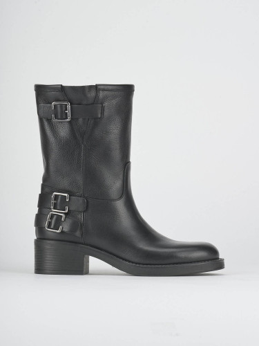 Stivaletti tacco 3cm pelle nero
