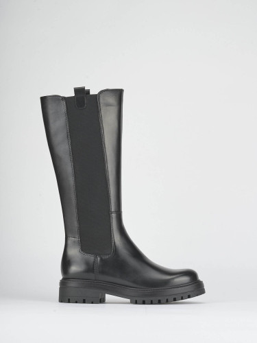 Botas de tacón bajo tacón 2 cm negro cuero