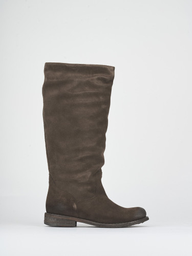 Low heel boots heel 2 cm dark brown suede