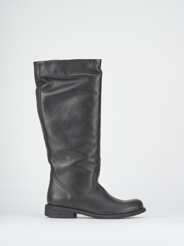 Stivali tacco 2cm pelle nero