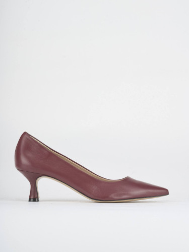 Zapatos de salón tacón 5 cm burdeos cuero