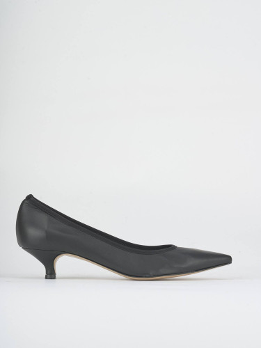 Zapatos de salón tacón 3 cm negro cuero