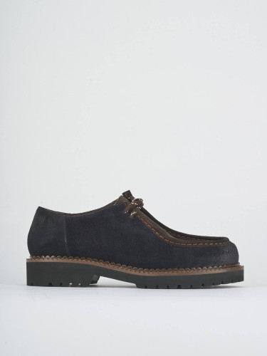 Lace-up shoes heel 2 cm blu suede