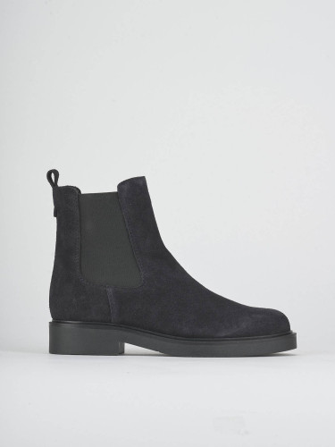 Botines de tacón bajo tacón 2 cm azul ante