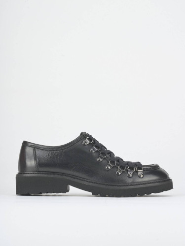 Zapatos de cordones tacón 2 cm negro cuero