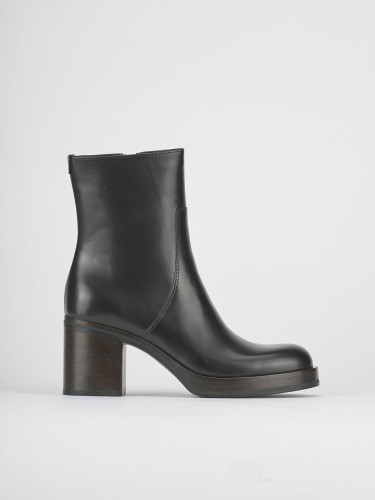Botines de tacón alto tacón 6 cm negro cuero