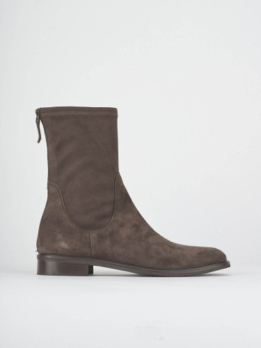 Low heel ankle boots heel 2 cm dark brown suede