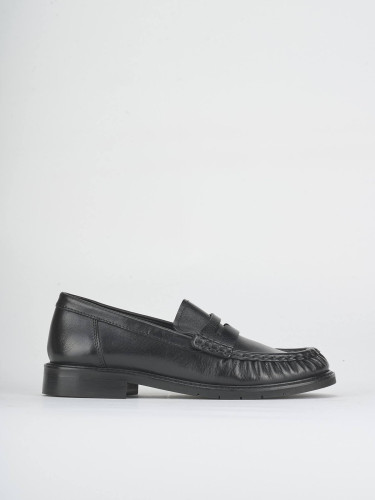 Mocasines tacón 1 cm negro cuero