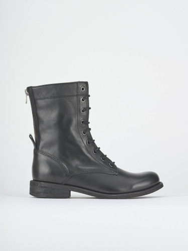 Combat boots heel 2 cm black leather