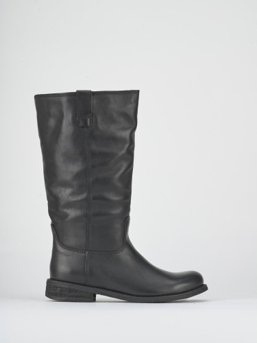 Stivali tacco 2cm pelle nero