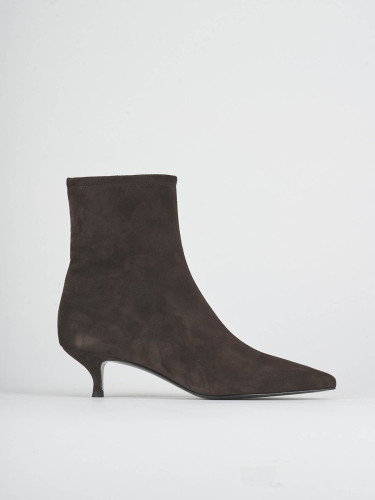Botines de tacón alto tacón 5 cm marrón oscuro ante