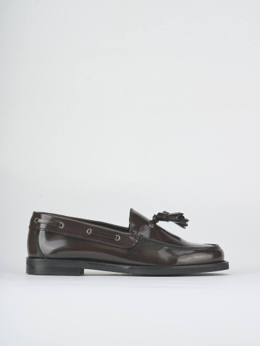 Mocasines tacón 1 cm marrón oscuro cuero