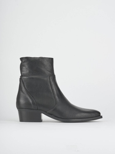 Botines de tacón bajo tacón 2 cm negro cuero