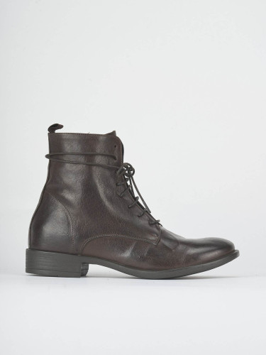 Combat boots heel 2 cm dark brown leather
