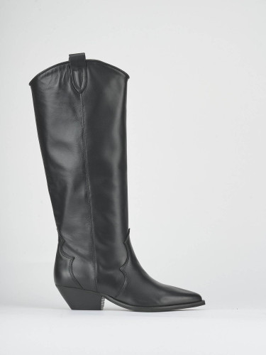 Stivali tacco 6cm pelle nero
