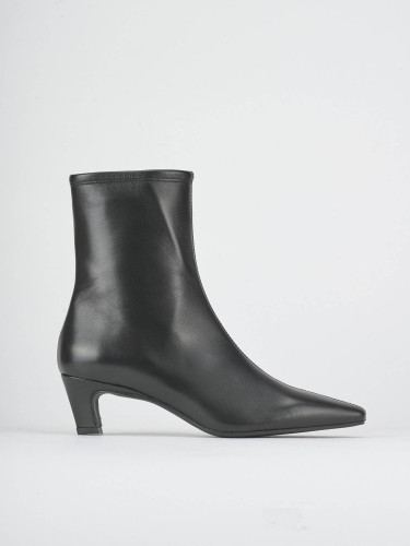 Botines de tacón alto tacón 8 cm negro cuero