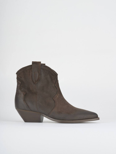 High heel ankle boots heel 5 cm dark brown suede