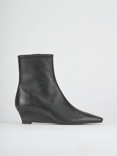 Botines de tacón alto tacón 5 cm negro cuero