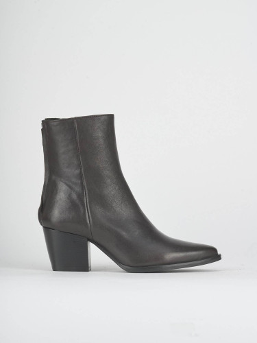 High heel ankle boots heel 6 cm dark brown leather