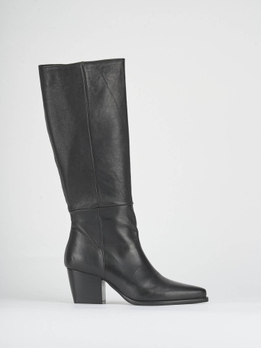 Stivali tacco 7cm pelle nero