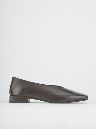 Bailarinas tacón 2 cm marrón oscuro cuero