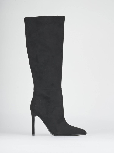 Stivali tacco 10cm camoscio nero