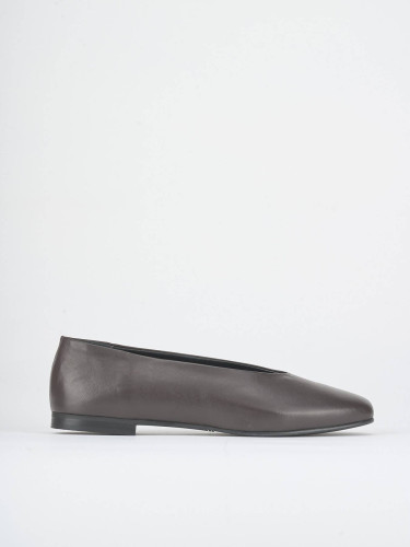 Bailarinas tacón 1 cm marrón oscuro cuero