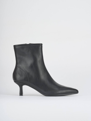 Botines de tacón alto tacón 5 cm negro cuero