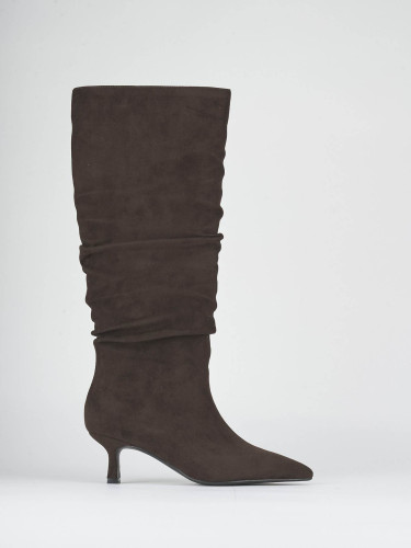 High heel boots heel 5 cm dark brown suede