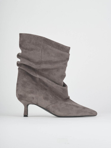 Botines de tacón alto tacón 5 cm gris ante