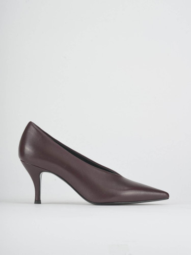 Zapatos de salón tacón 8 cm burdeos cuero