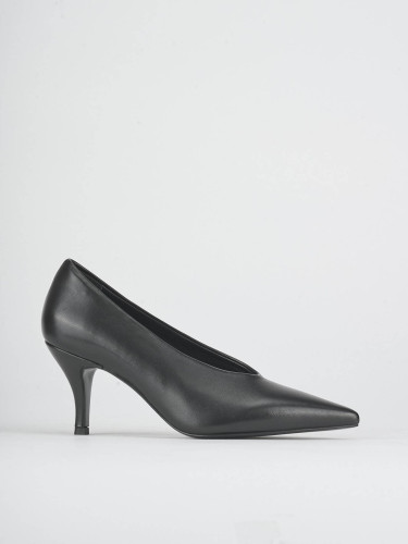 Zapatos de salón tacón 8 cm negro cuero