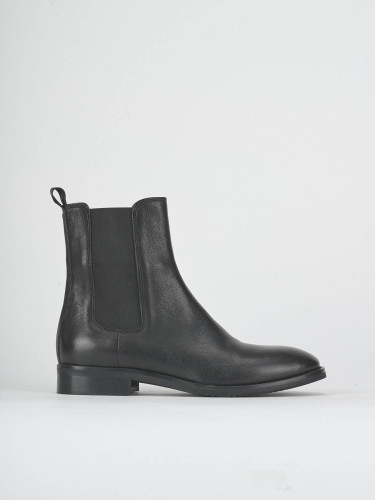 Botines de tacón bajo tacón 2 cm negro cuero