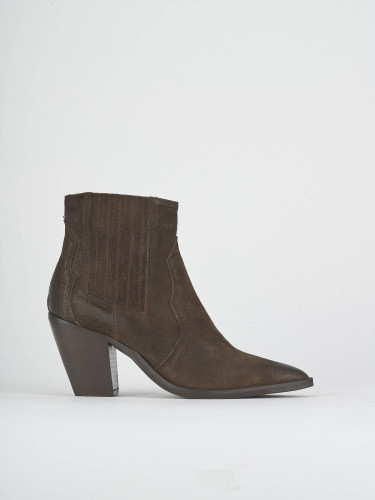 High heel ankle boots heel 9 cm dark brown suede