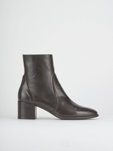 High heel ankle boots heel 5 cm dark brown leather