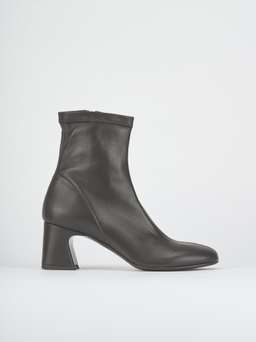 High heel ankle boots heel 5 cm dark brown leather