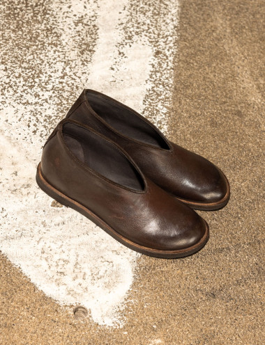 Low heel ankle boots heel 2 cm dark brown leather