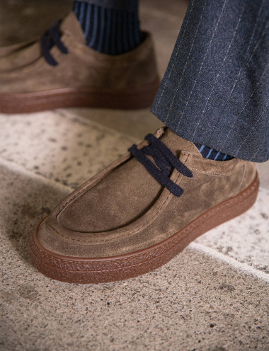 Combat boots beige suede