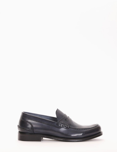 Mocasines tacón 2 cm azul cuero