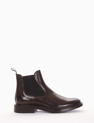 Botines tacón 2 cm marrón oscuro cuero