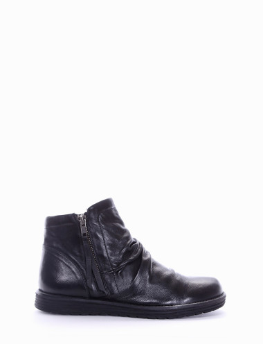 Botines de tacón bajo tacón 2 cm negro cuero