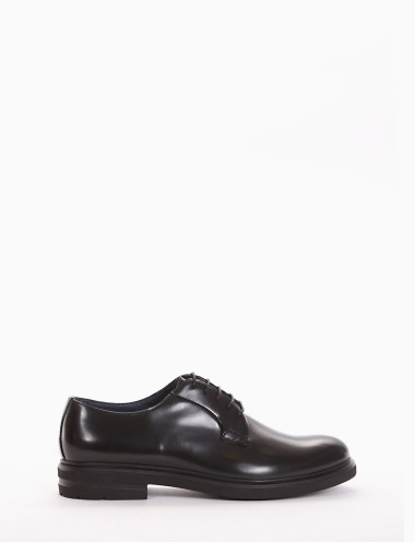 Zapatos de cordones tacón 2 cm negro cuero