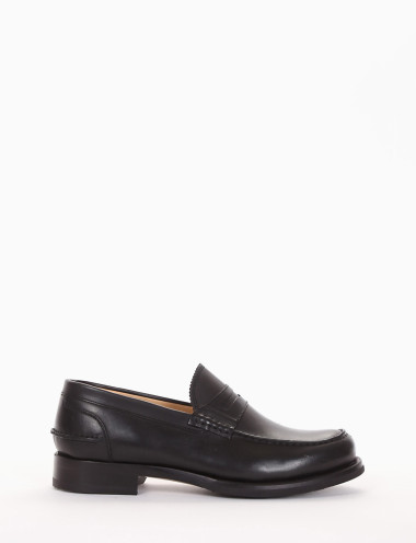 Mocasines tacón 2 cm negro cuero