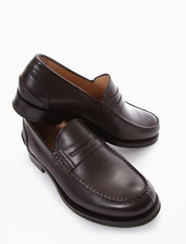 Mocasines tacón 2 cm marrón oscuro cuero