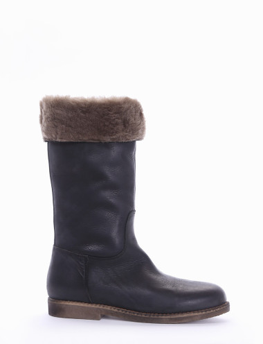 Botas de tacón bajo tacón 2 cm negro cuero