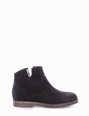Botines de tacón bajo tacón 2 cm negro cuero