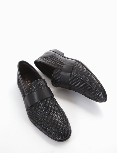 Mocasines tacón 2 cm negro cuero
