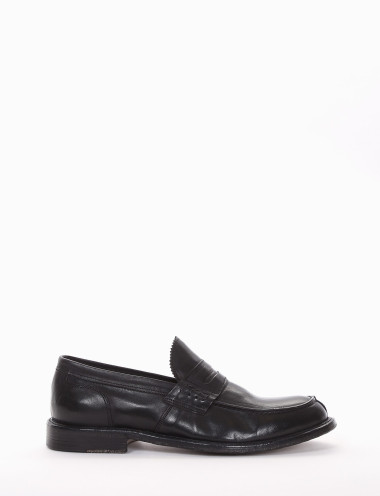 Mocasines tacón 2 cm negro cuero