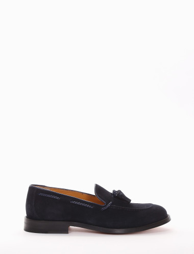 Mocasines tacón 2 cm azul ante