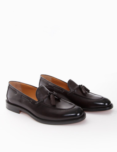 Mocasines tacón 2 cm marrón oscuro cuero
